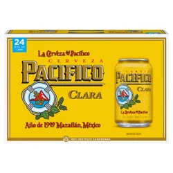 Pacifico Clara Mexican Lager Beer, 24 pk 12 fl oz Cans, 4.4% ABV