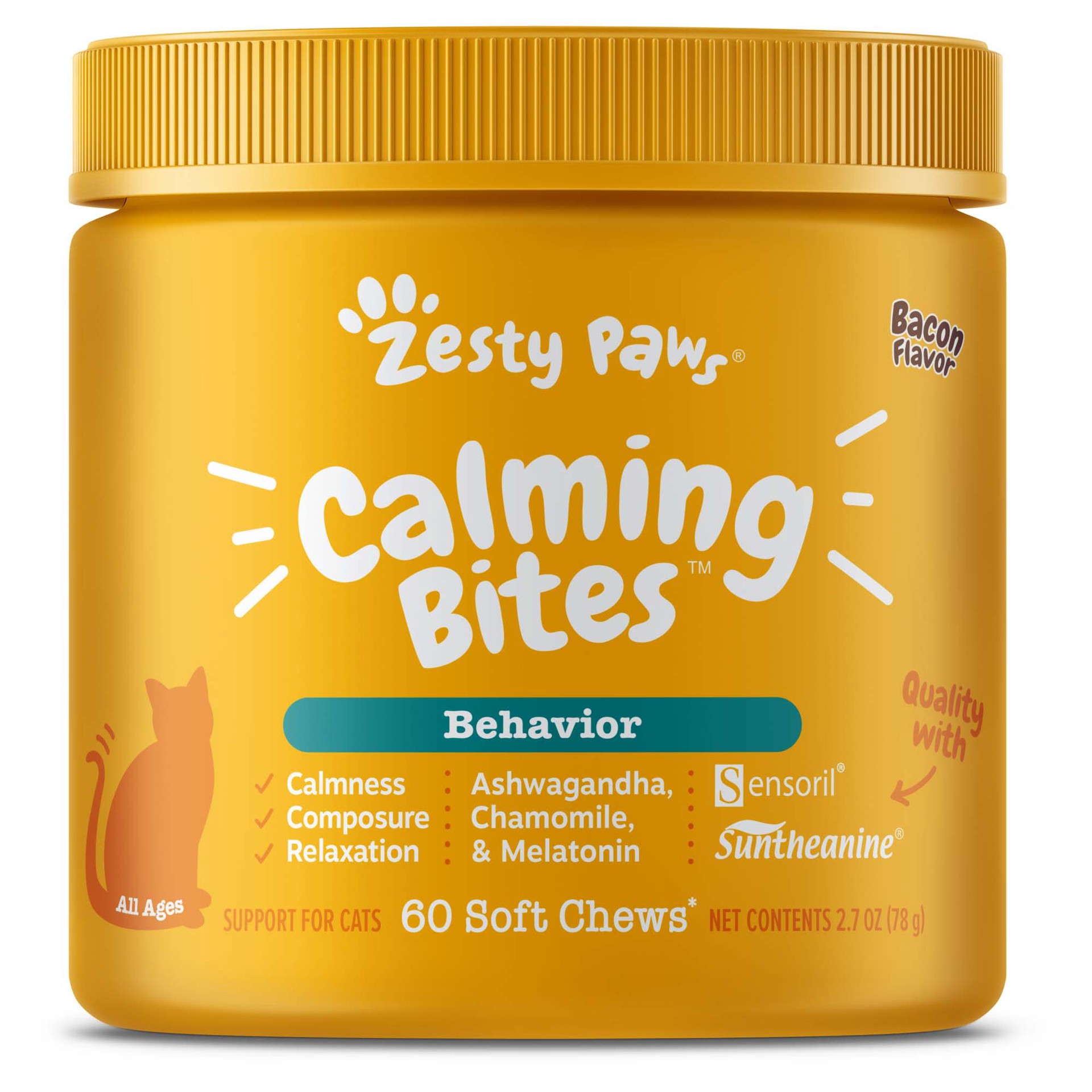 slide 1 of 1, Zesty Paws Calming Bites - Behavior - Bacon Flavor Soft Chews - 60ct, 60 ct