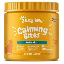 Zesty Paws Calming Bites - Behavior - Bacon Flavor Soft Chews - 60 ct