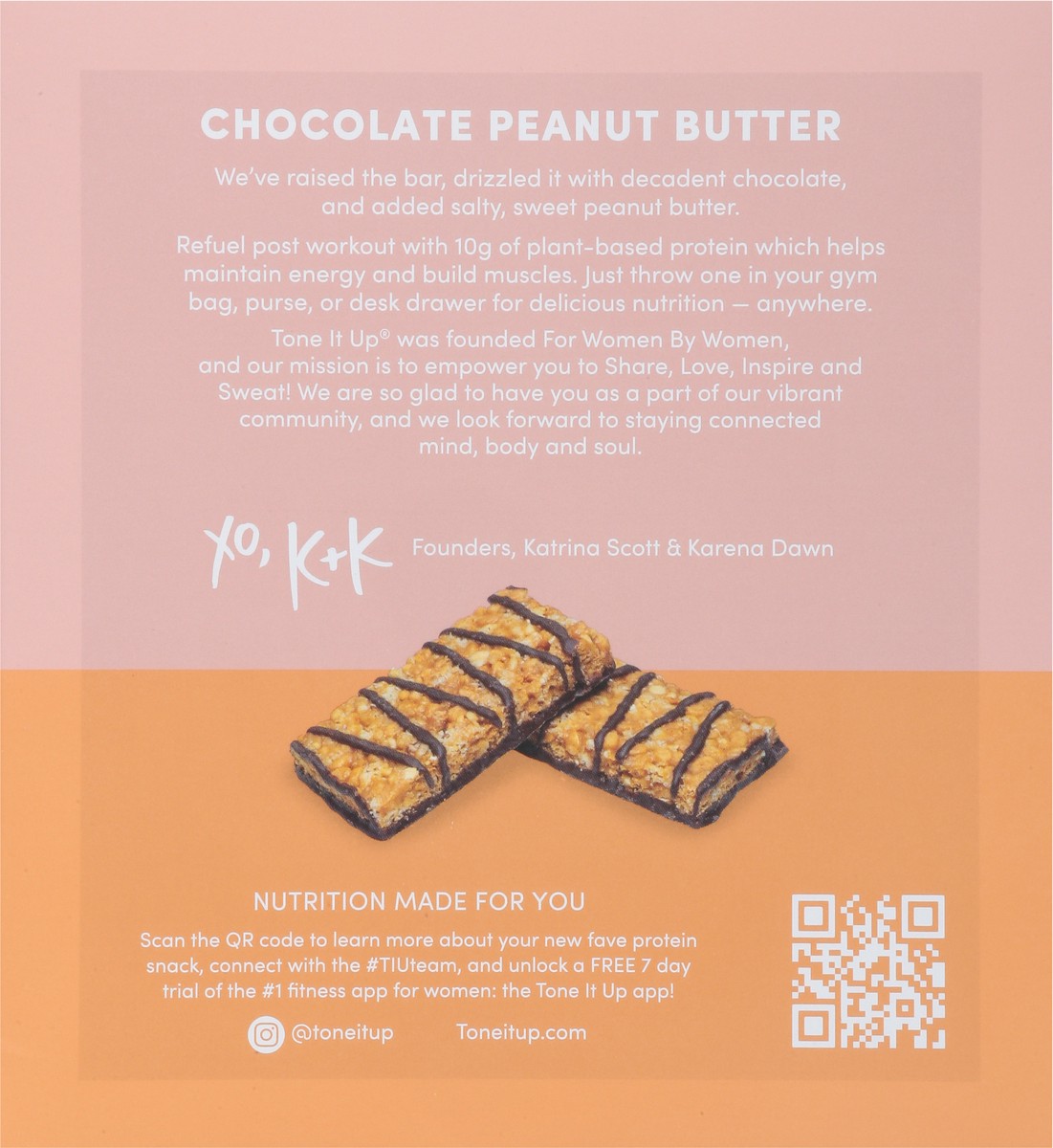 slide 7 of 9, Tone It Up Plant-Based Chocolate Peanut Butter Protein Bar 4 - 1.41 oz Bars, 4 ct