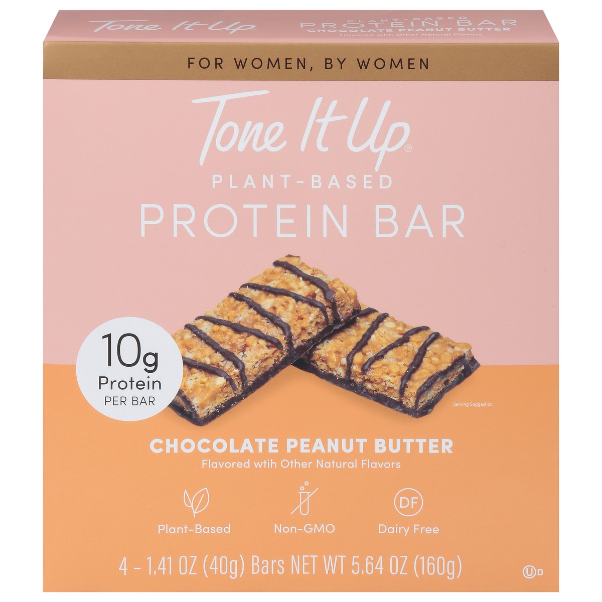 slide 1 of 9, Tone It Up Plant-Based Chocolate Peanut Butter Protein Bar 4 - 1.41 oz Bars, 4 ct