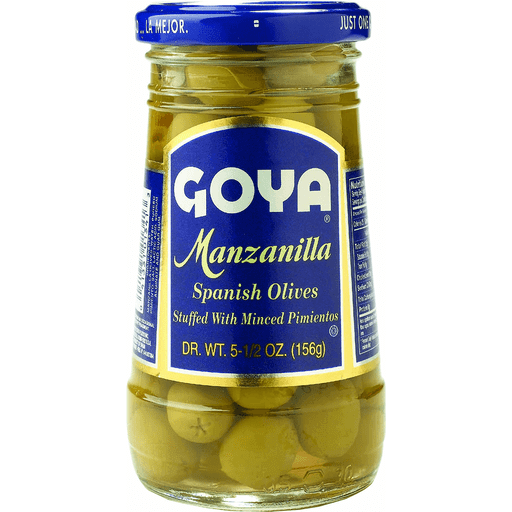 slide 1 of 1, Goya Stuffed Manzanilla Olives With Peppers, 5.75 oz