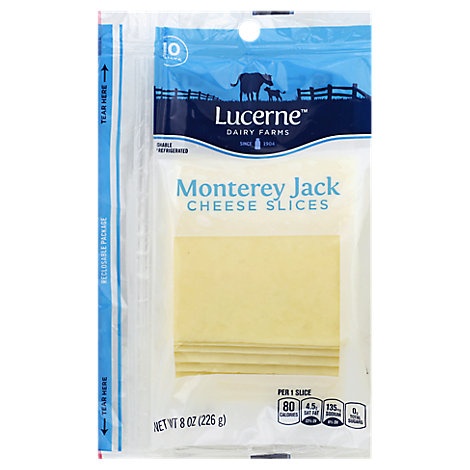 slide 1 of 1, Lucerne Dairy Farms Lucerne Cheese Slices Monterey Jack, 10 ct