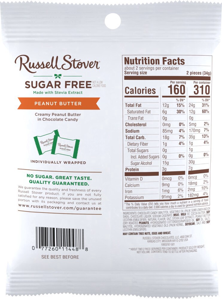 slide 2 of 2, Russell Stover® Sugar Free Peanut Butter Cups Candy Bag, 4 ct / 2.4 oz