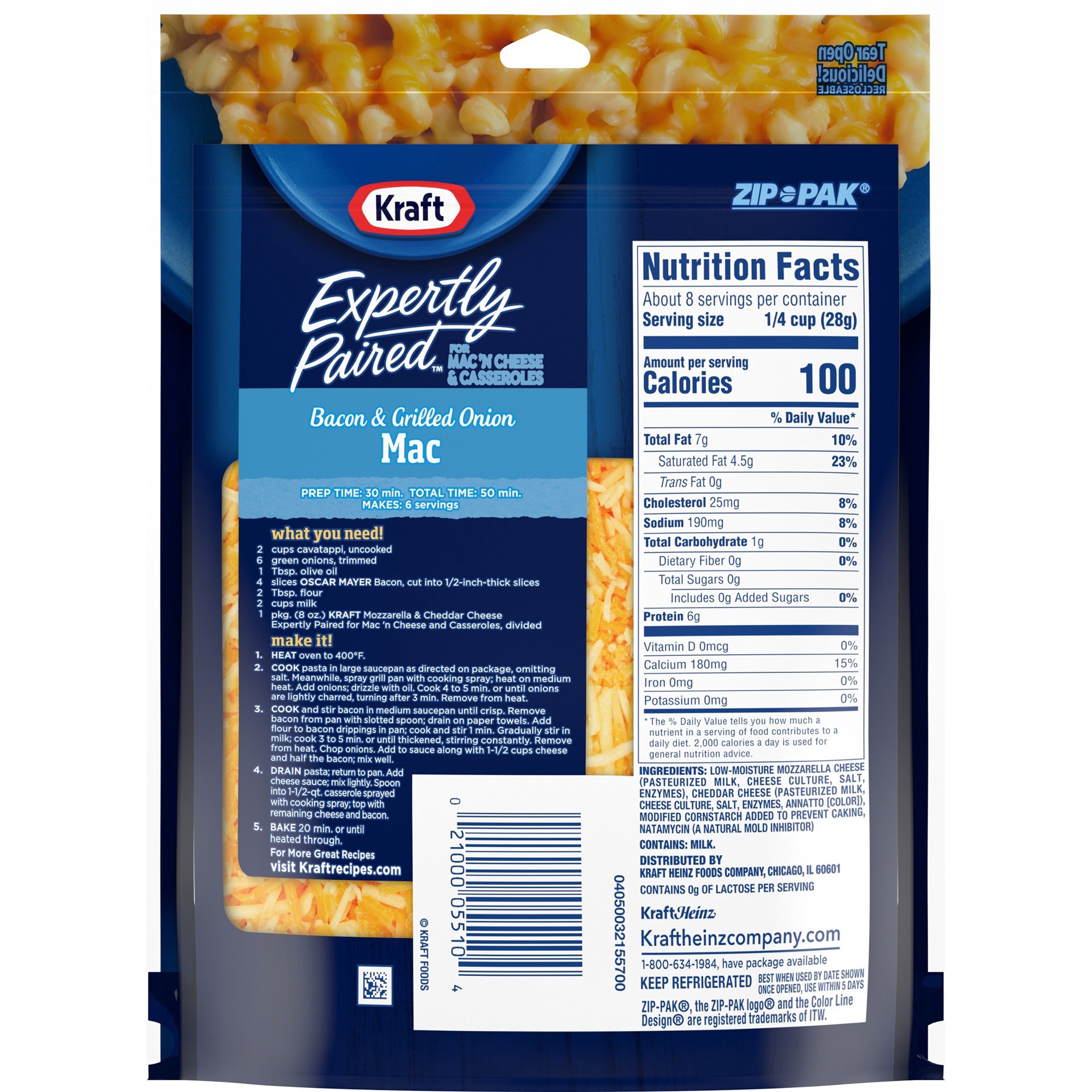 slide 38 of 46, Kraft Expertly Paired Mozzarella & Cheddar Shredded Cheese for Mac 'N Cheese & Casseroles, 8 oz Bag, 8 oz