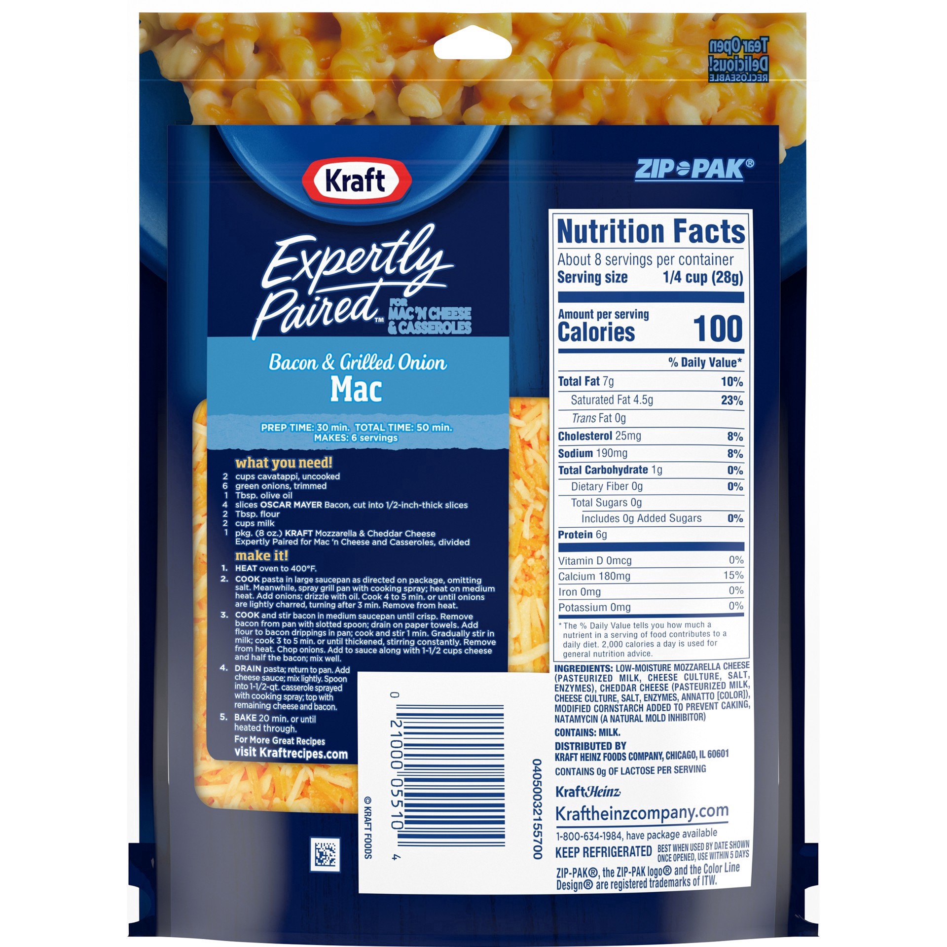 slide 41 of 46, Kraft Expertly Paired Mozzarella & Cheddar Shredded Cheese for Mac 'N Cheese & Casseroles, 8 oz Bag, 8 oz