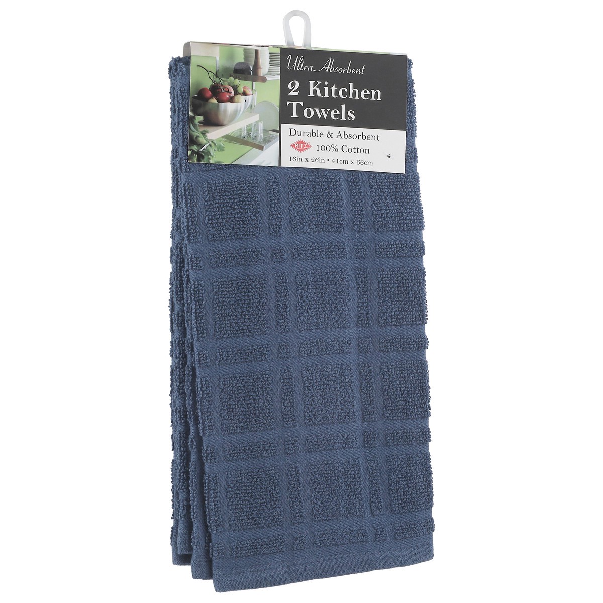 slide 4 of 12, John Ritzenthaler Ultra Absorbent Multi Check Federal Blue Kitchen Towels, 2 ct