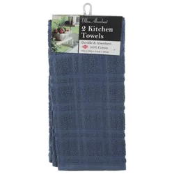 John Ritzenthaler Ultra Absorbent Multi Check Federal Blue Kitchen Towels