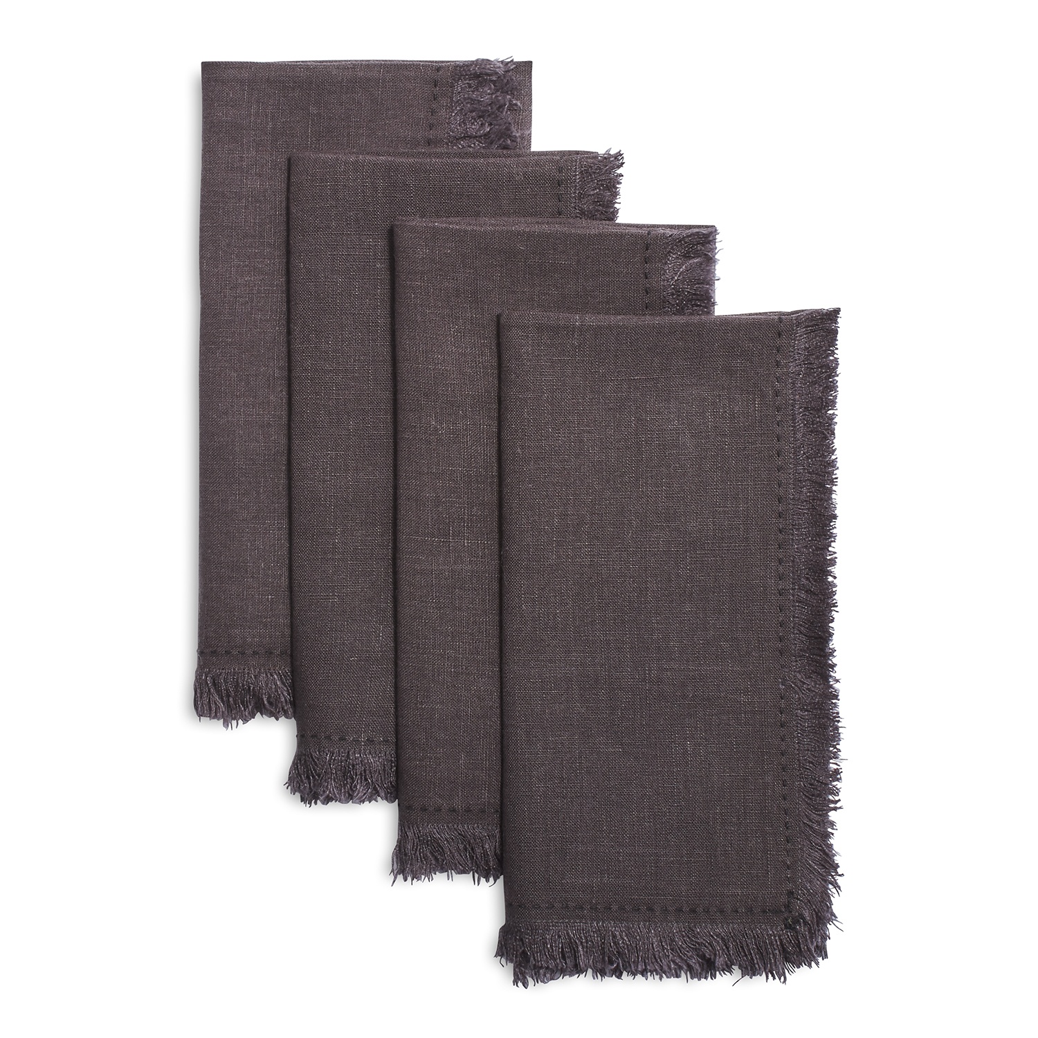 slide 1 of 1, Sur La Table Frayed Linen Napkins, Charcoal, 4 ct