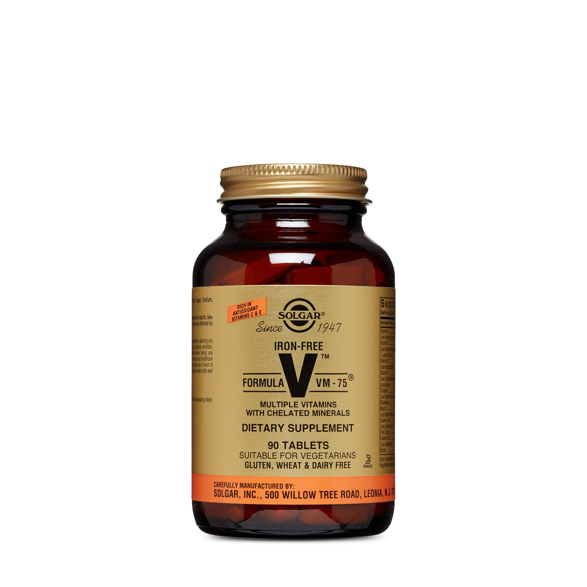 slide 1 of 1, Solgar Iron-free Formula V-75 Multivitamin With Chelated Minerals, 90 ct