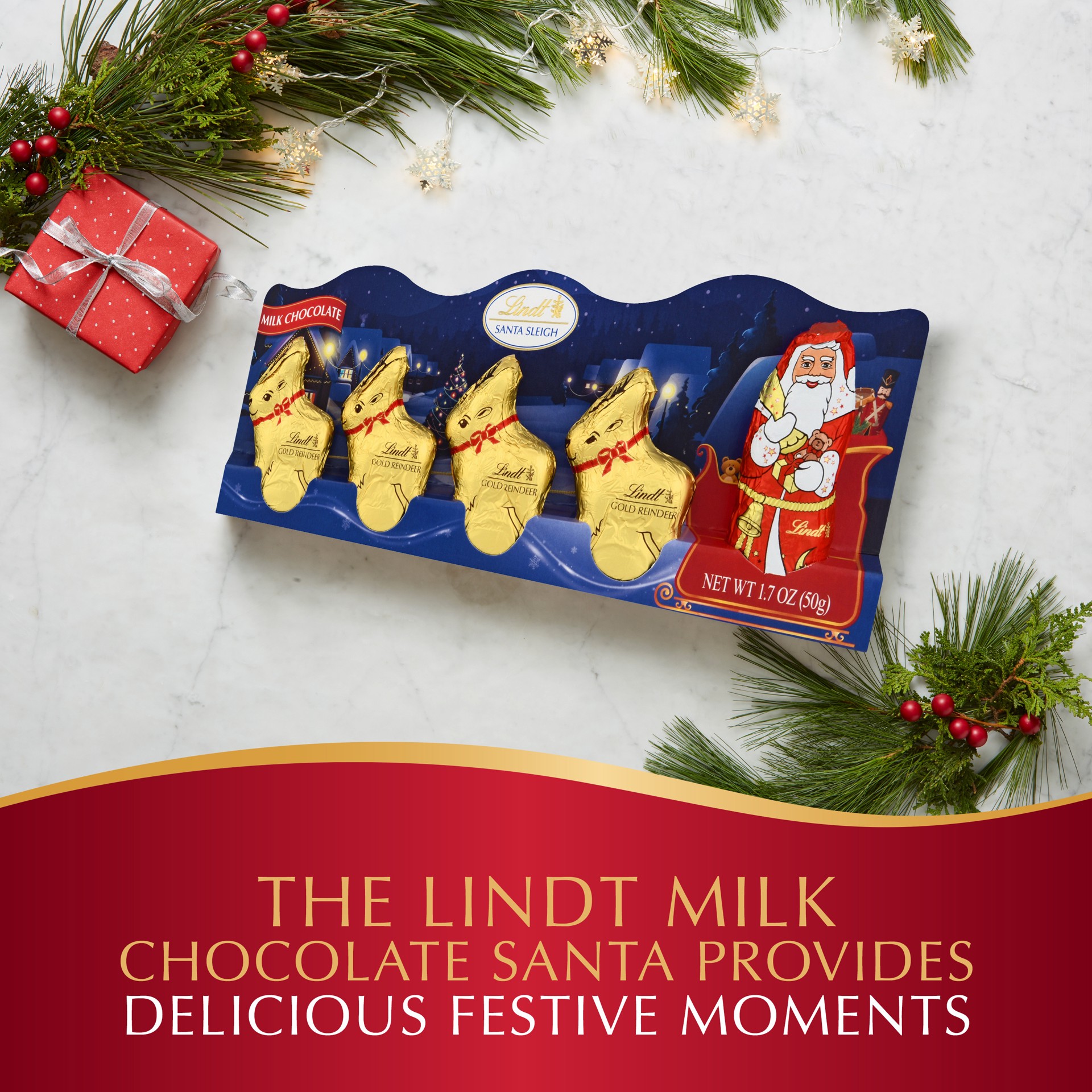 slide 3 of 5, Lindt Mini Sleigh Milk Chocolate Candy, 1.7 oz. 5-Pack, 1.7 oz