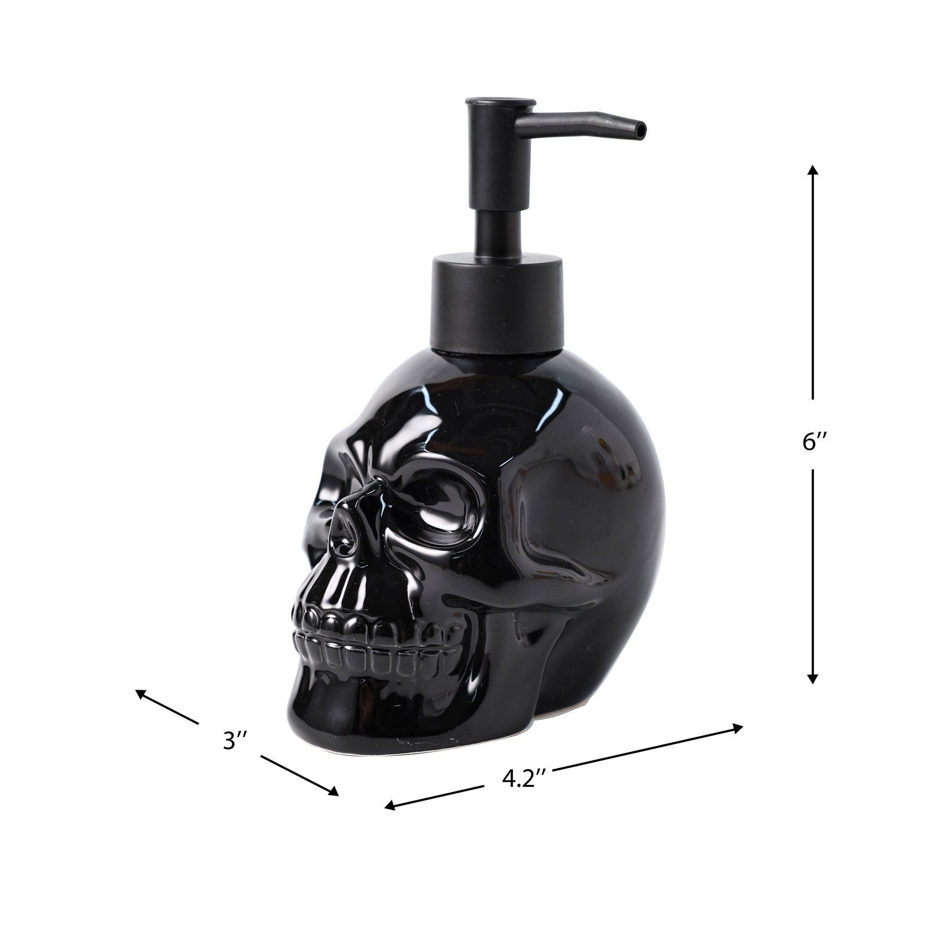 slide 3 of 3, 8.25oz. Black Ceramic Skull Hand Soap Dispenser By Ashland, 8.25 oz