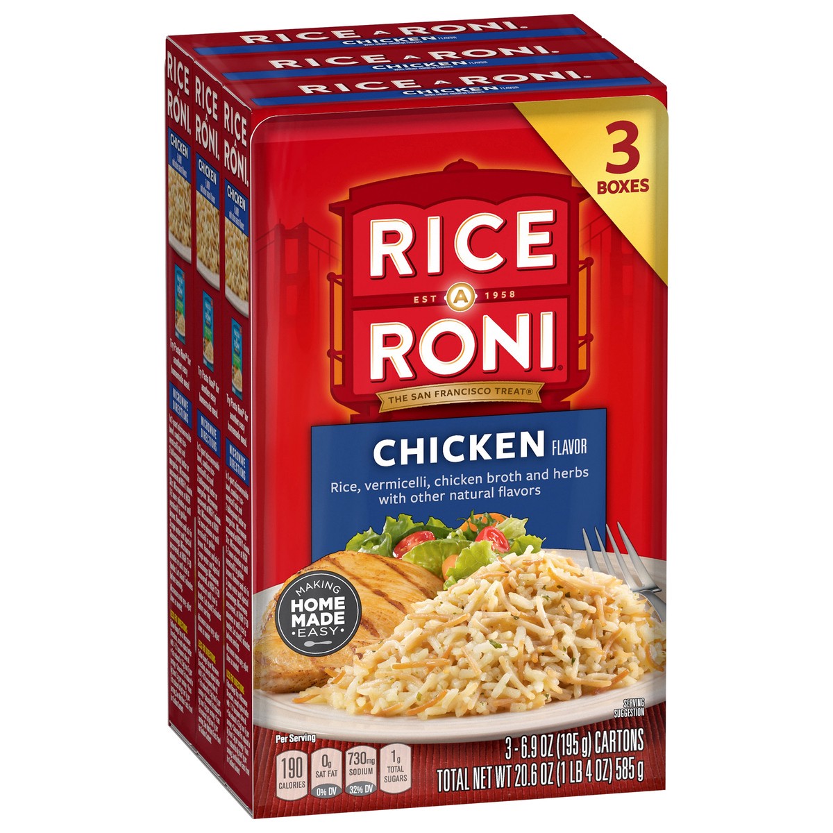 slide 3 of 6, Rice-A-Roni Rice, Chicken Flavor, 3 ct
