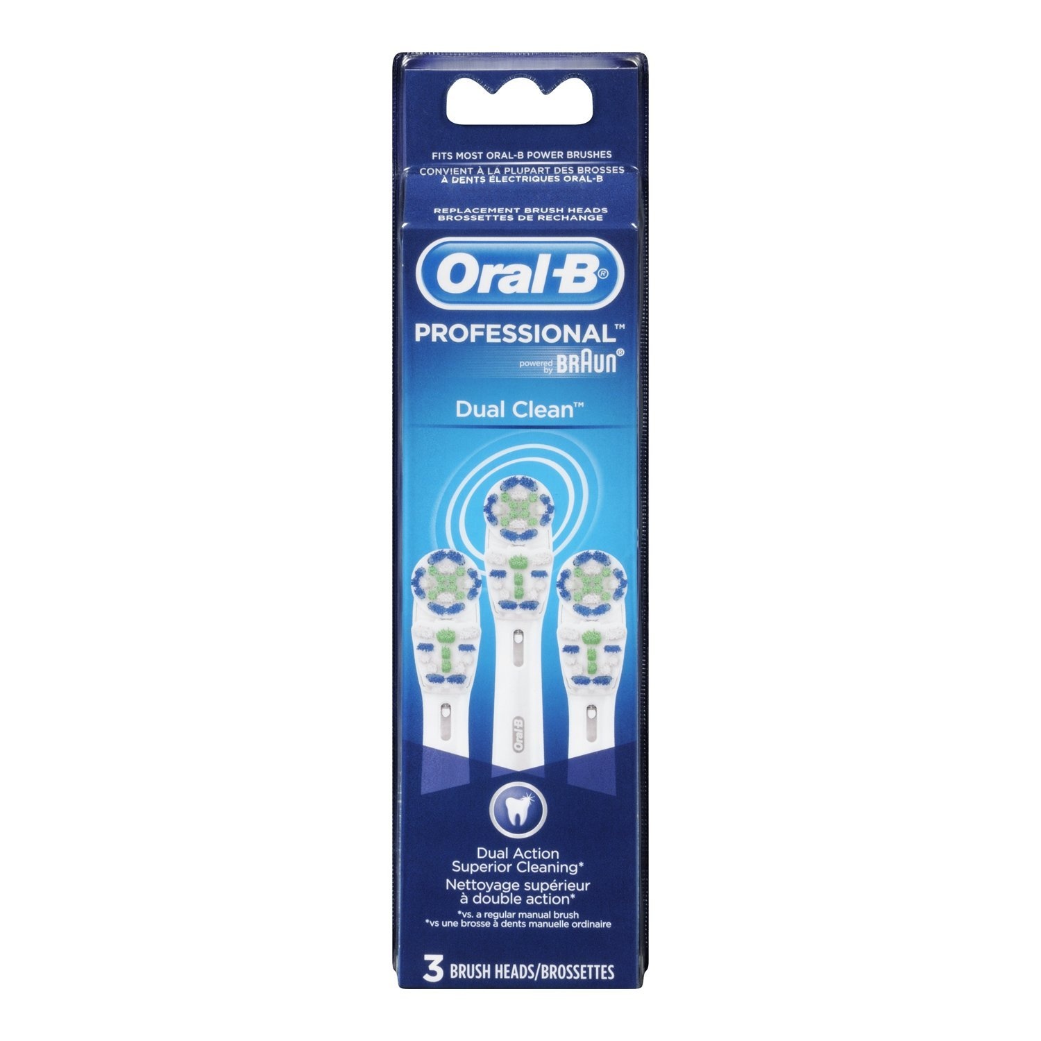 slide 1 of 1, Oral-B Professional Dual Clean Brush Heads, 3 ct