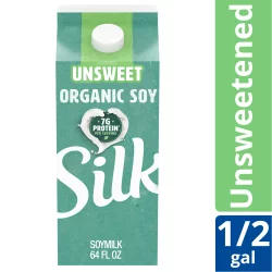 Silk Organic Unsweetened Soy Milk, Half Gallon