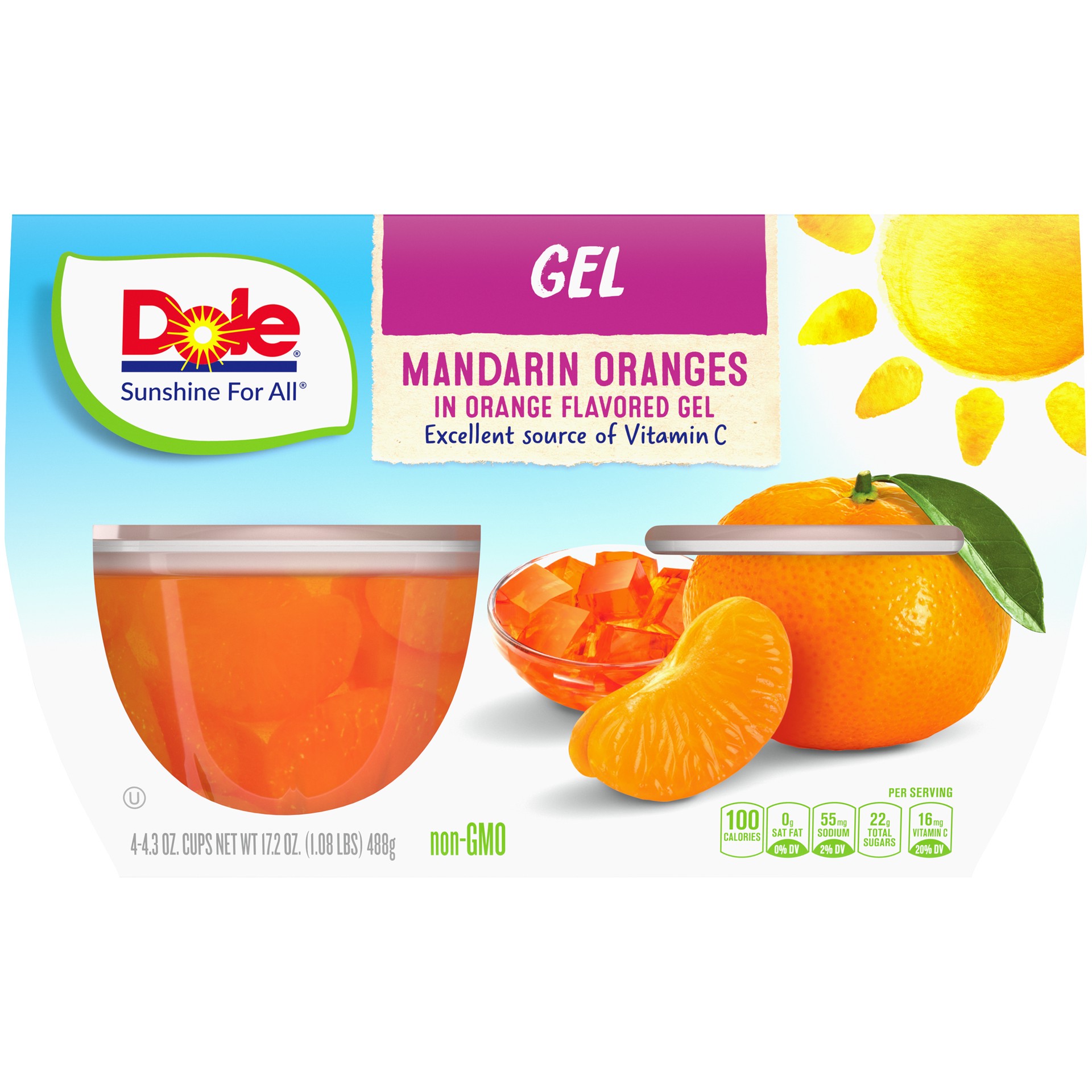 slide 1 of 8, Dole Gel Mandarin Oranges in Orange Flavored Gel 4 - 4.3 oz Cups, 4 ct