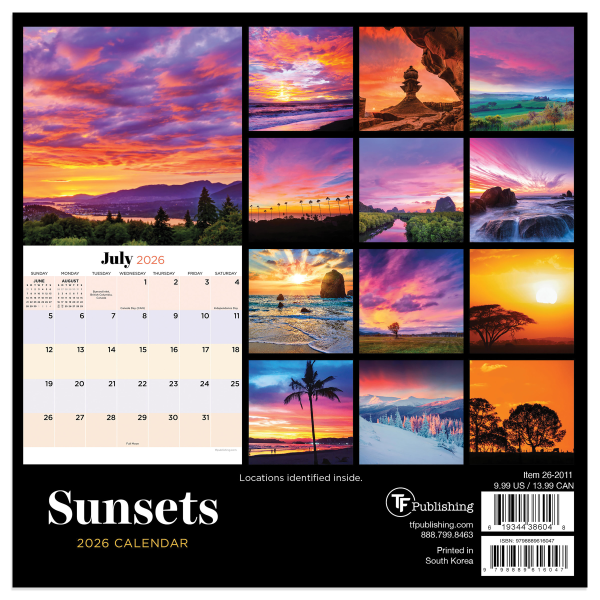 slide 2 of 5, TF Publishing 2026 TF Publishing Scenic Mini Monthly Wall Calendar, 7"" x 7"", Sunsets, January To December, 1 ct