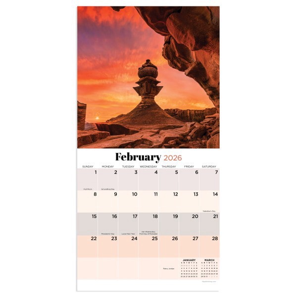 slide 5 of 5, TF Publishing 2026 TF Publishing Scenic Mini Monthly Wall Calendar, 7"" x 7"", Sunsets, January To December, 1 ct