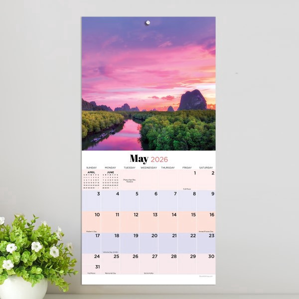 slide 4 of 5, TF Publishing 2026 TF Publishing Scenic Mini Monthly Wall Calendar, 7"" x 7"", Sunsets, January To December, 1 ct