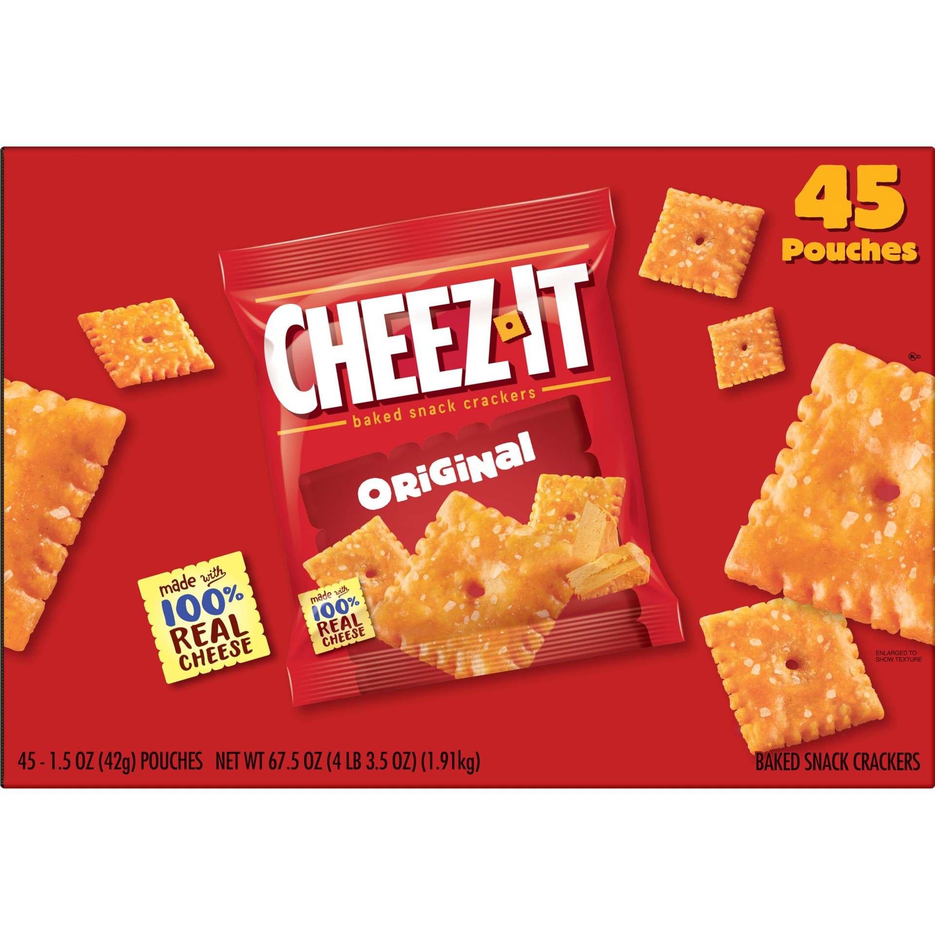 slide 2 of 7, Cheez-It Cheese Crackers, Original, 67.5 oz, 45 Count, 67.5 oz