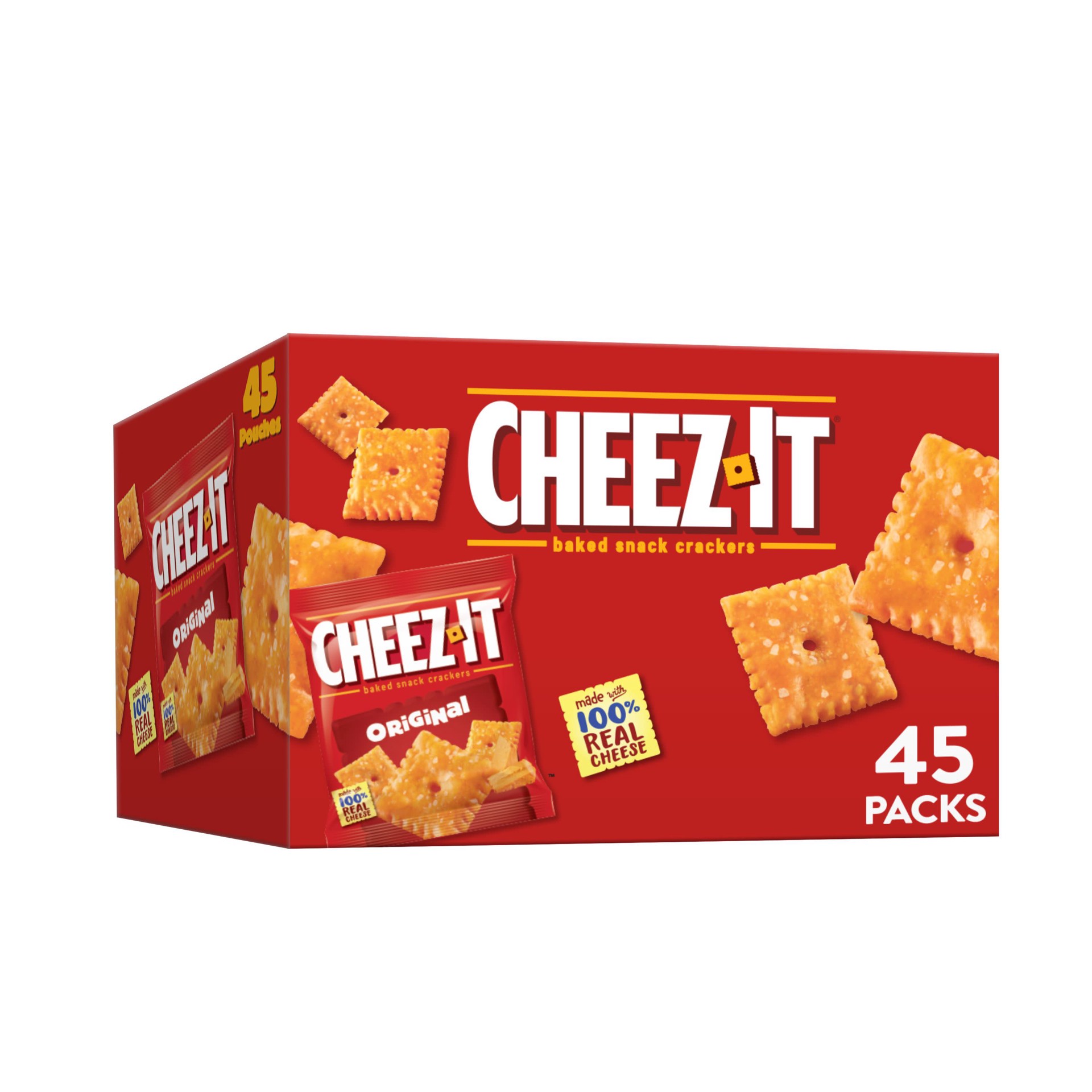 slide 1 of 7, Cheez-It Cheese Crackers, Original, 67.5 oz, 45 Count, 67.5 oz