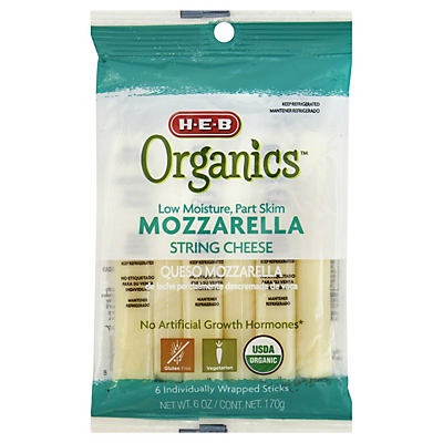 slide 1 of 1, H-E-B Organics Mozzarella Sticks, 6 ct