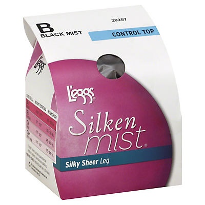 slide 1 of 1, L'eggs Silken Mist Control Top Silky Sheer Leg, Black Mist, 1 ct