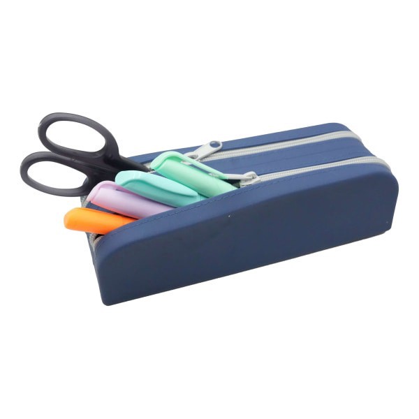 slide 2 of 2, Office Depot® Brand Silicone Pencil Pouch, 2-3/8"" x 7-7/8"", Navy, 1 ct