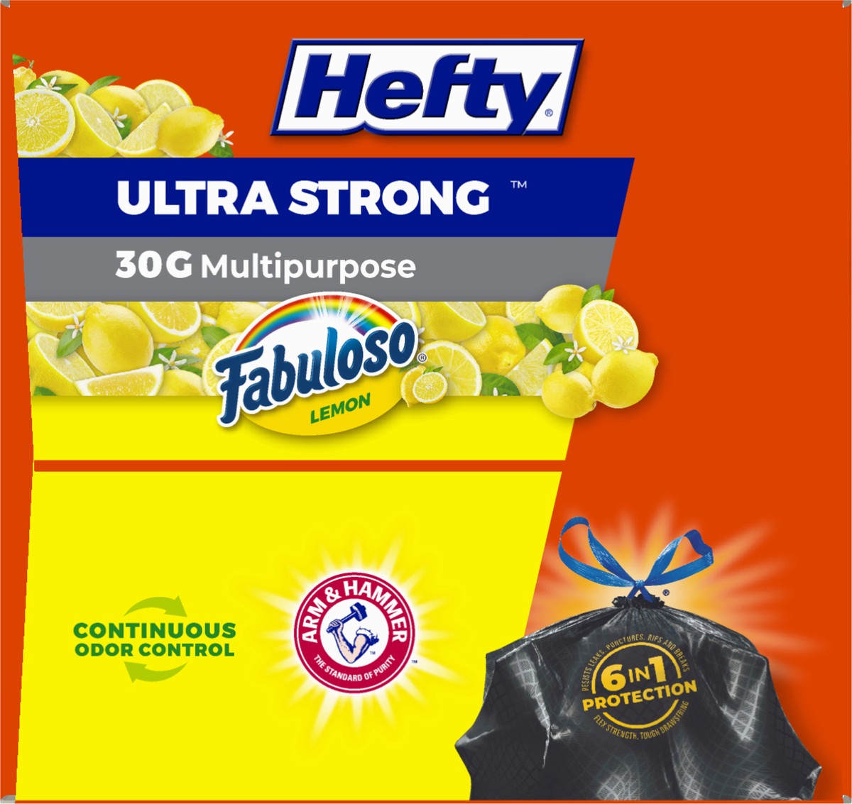 Hefty Ultra Strong 30 Gallon Drawstring Fabuloso Lemon Trash Bags Large 25  ea 25 ct