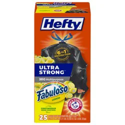 Hefty Ultra Strong Fabuloso Lemon Multipurpose Drawstring Bags 30 Gallon 25 ea