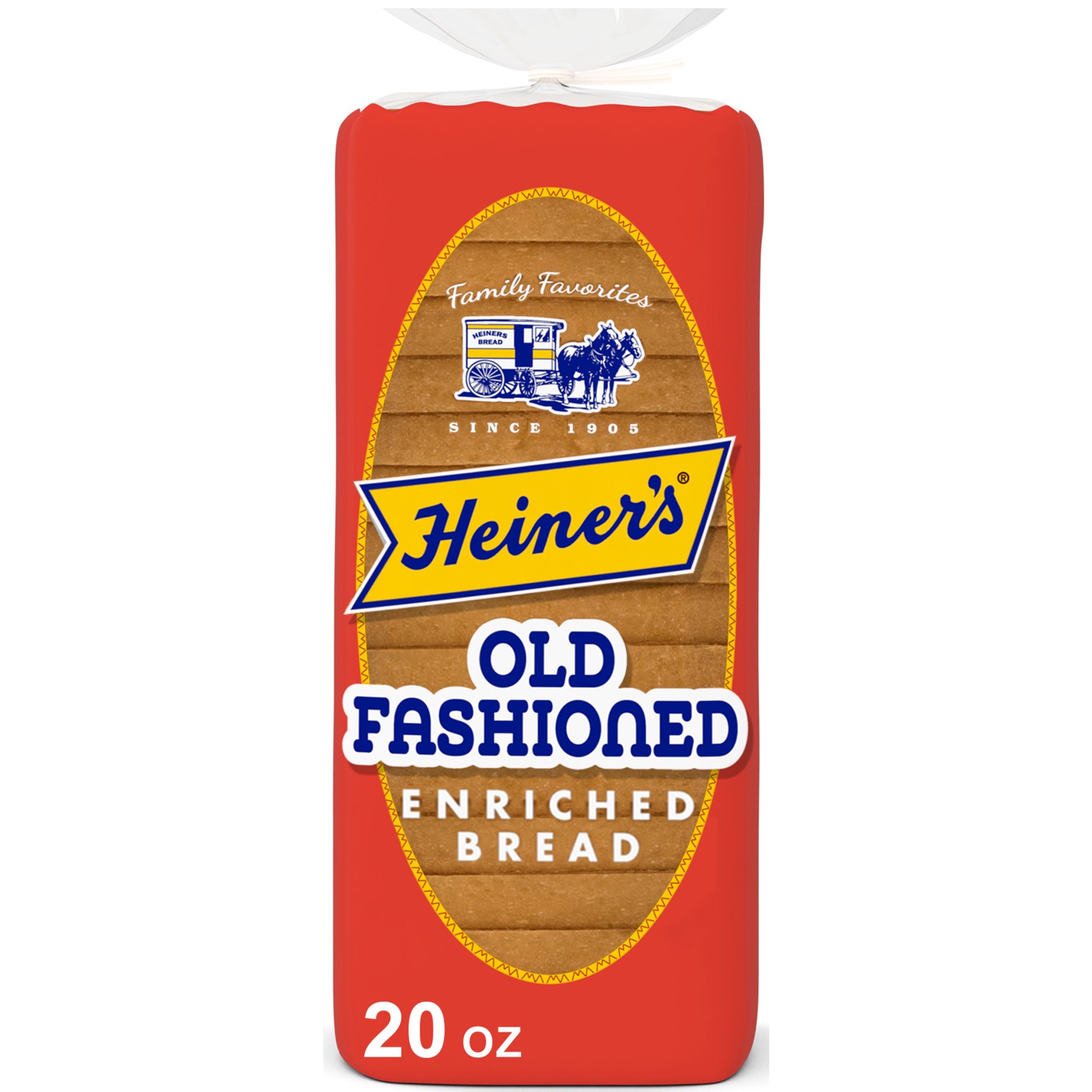 slide 1 of 6, Heiner's Old Fashioned Bread, 20 oz, Plain White Bread, Bag, 1 ct