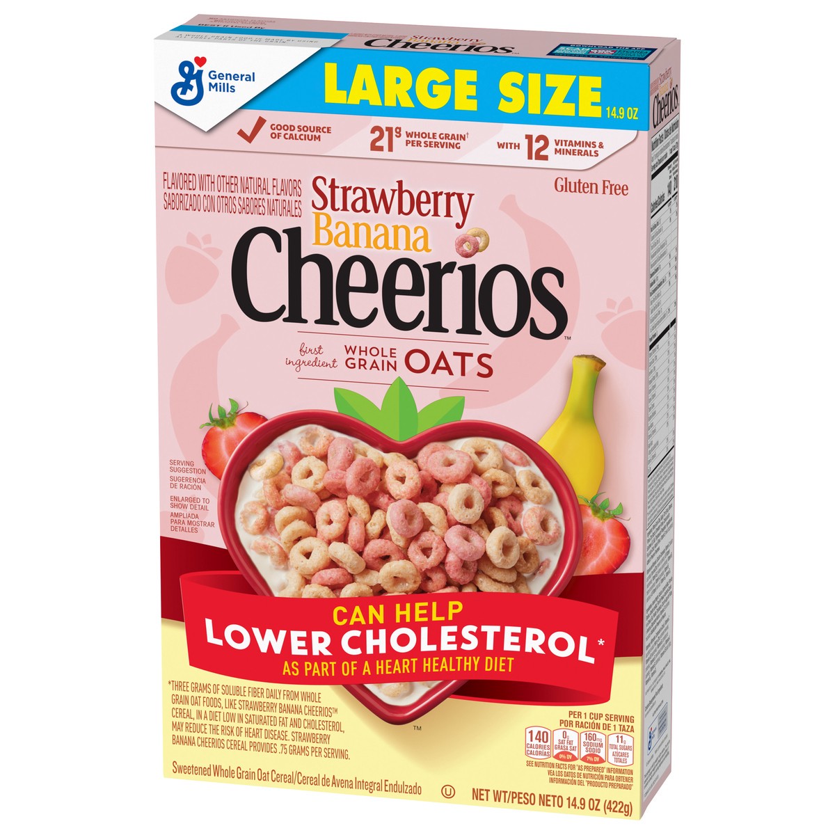 slide 9 of 13, Cheerios Strawberry Banana Cheerios, Heart Healthy Cereal, Large Size, 14.9 OZ, 14.9 oz