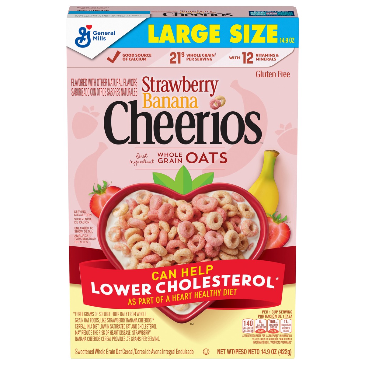 slide 1 of 13, Cheerios Strawberry Banana Cheerios, Heart Healthy Cereal, Large Size, 14.9 OZ, 14.9 oz