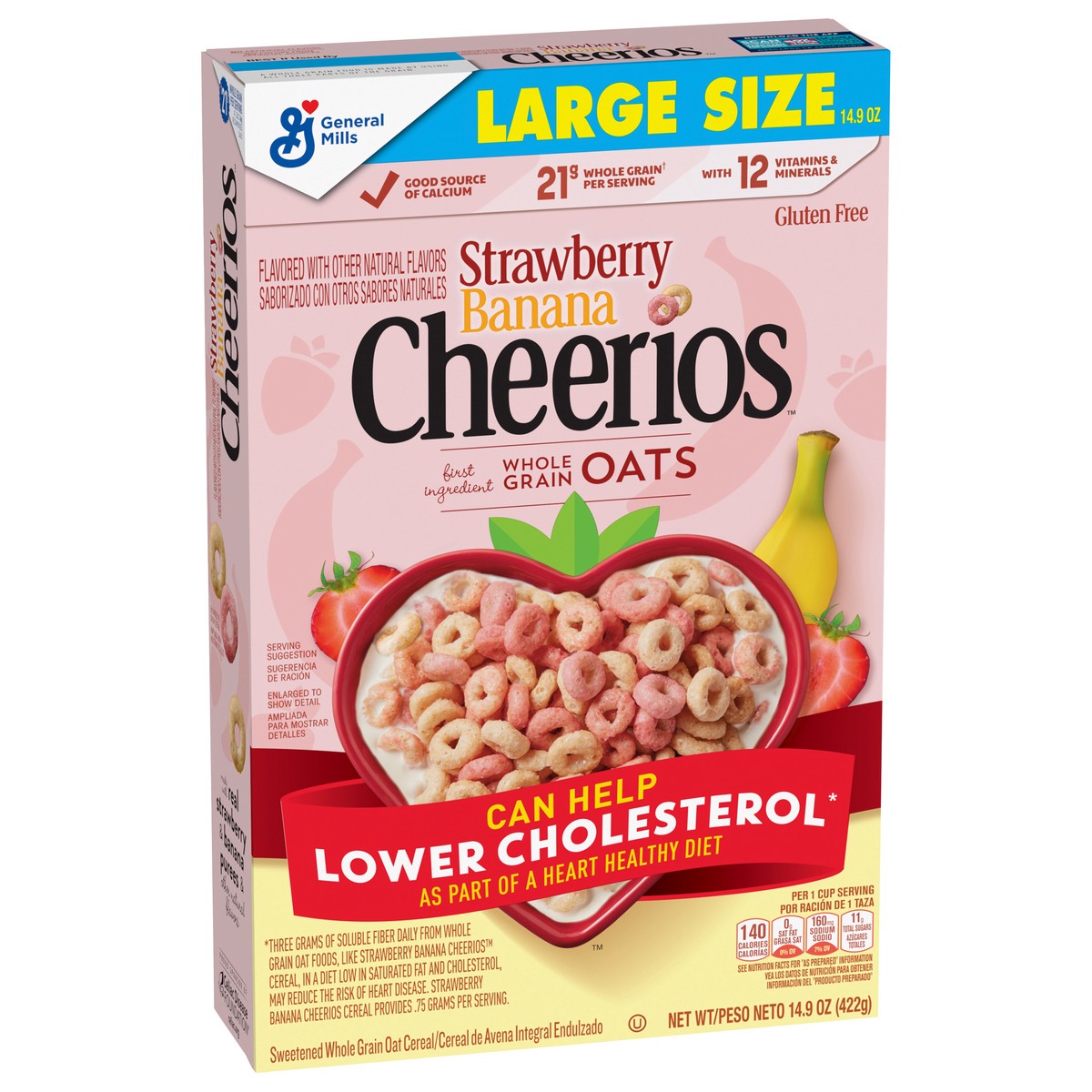 slide 12 of 13, Cheerios Strawberry Banana Cheerios, Heart Healthy Cereal, Large Size, 14.9 OZ, 14.9 oz