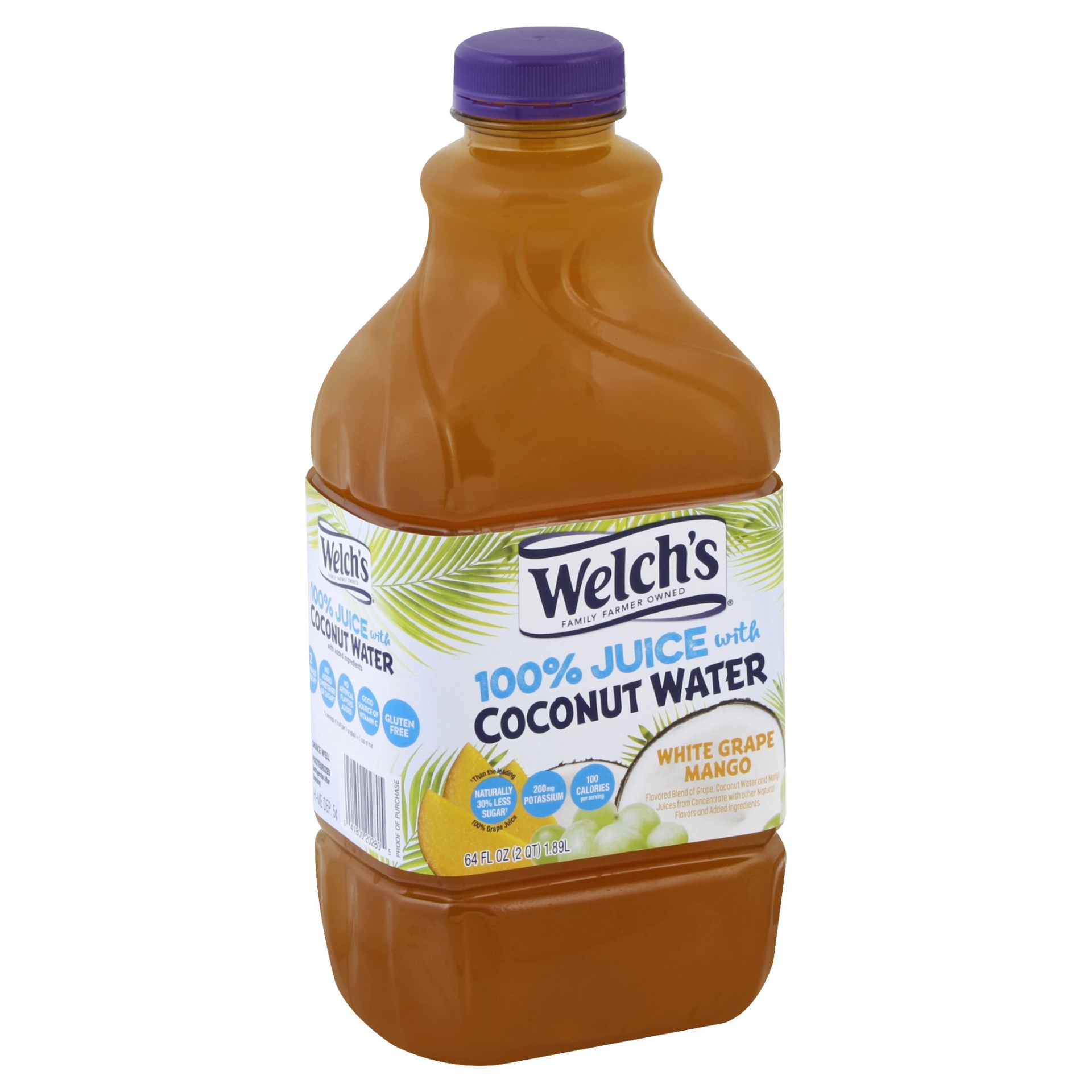 slide 1 of 1, Welch's 100% Juice With Coconut Water White Grape Mango - 64 fl oz, 64 fl oz