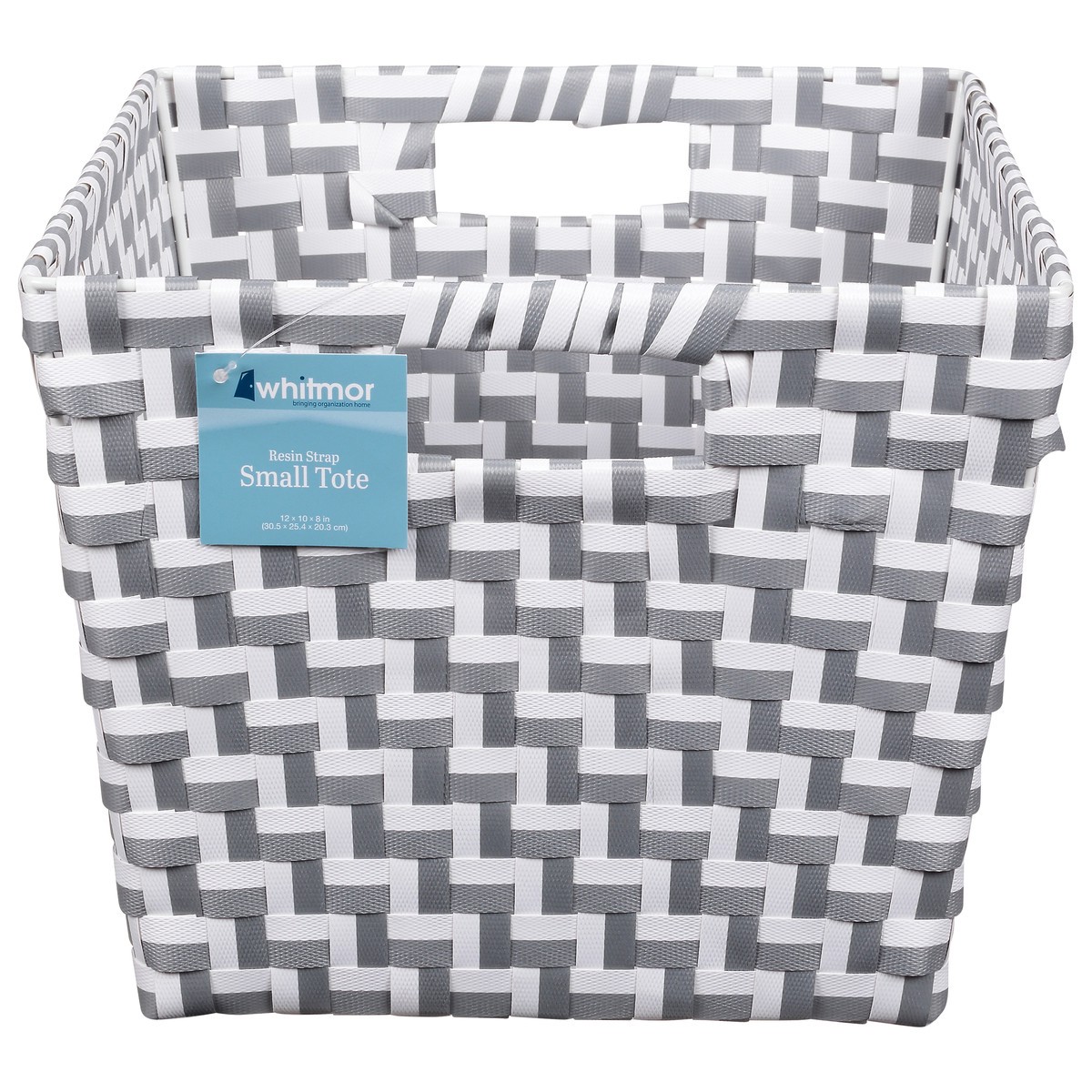 slide 9 of 12, Whitmor Small Resin Strap Tote - Gray & White Chevron, 1 ct