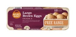 Nature's Basket Large Eggs, Free Range, Brown, Grade A, Dozen - 1 doz