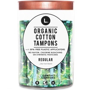 slide 1 of 1, L. Organic Cotton Regular Absorbency Compact Tampons, 15 Count, 15 ct