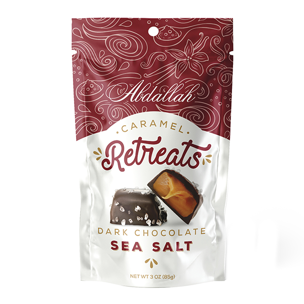 slide 1 of 1, Abdallah Candies Dark Chocolate Sea Salt Caramel Retreats, 3 oz
