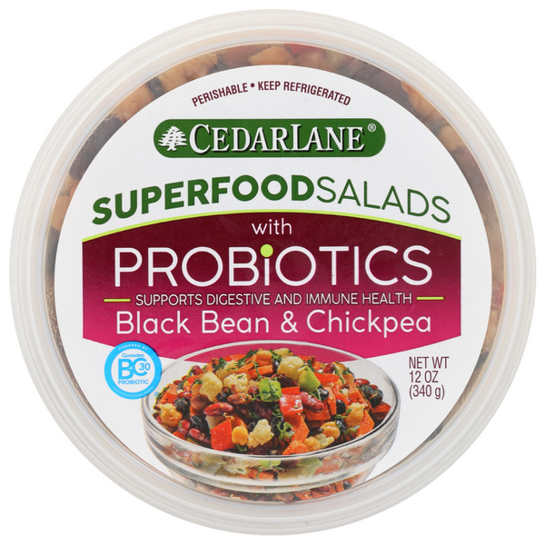 slide 1 of 1, Cedarlane Black Bean Chickpea Probiotic Salad, 1 oz