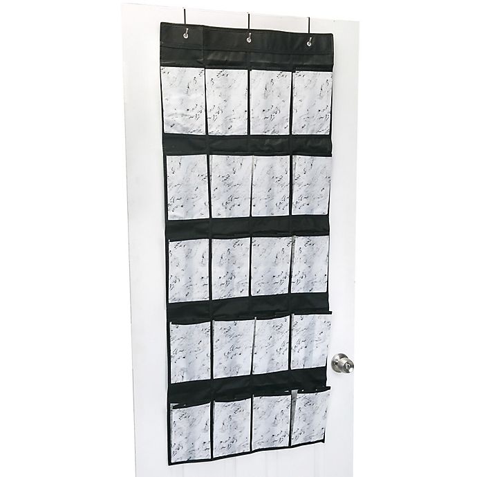 slide 2 of 3, Simplify Non-Woven 20-Pocket Over-the-Door Hanging Shoe Organizer - White Marble, 1 ct