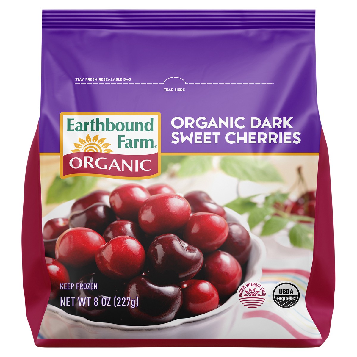 slide 1 of 3, Earthbound Farm Frozen Dark Sweet Cherries, 8 oz