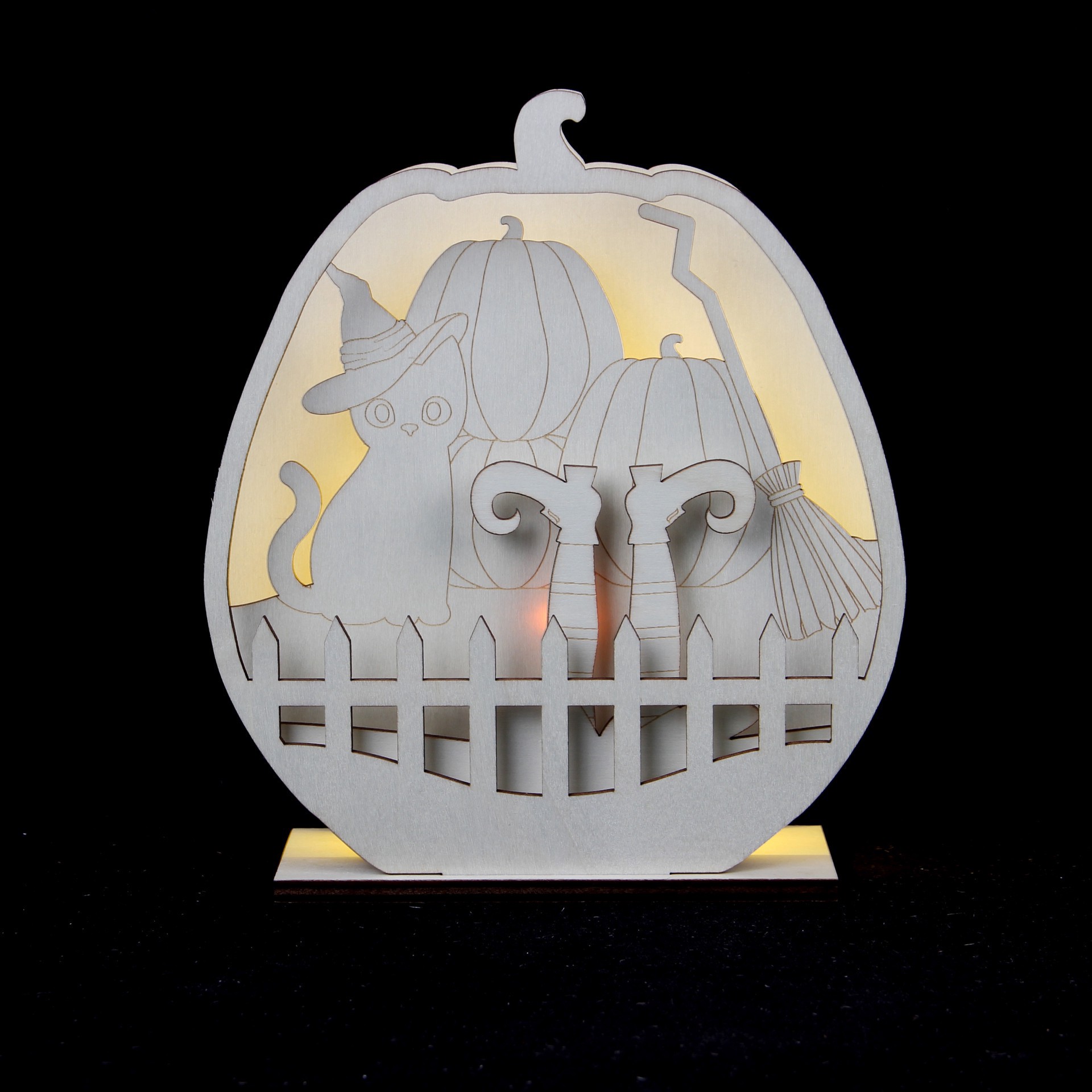 slide 3 of 4, 8.25" Layered Pumpkin Diy Led Plywood Decor By Make Market, 8.25 in