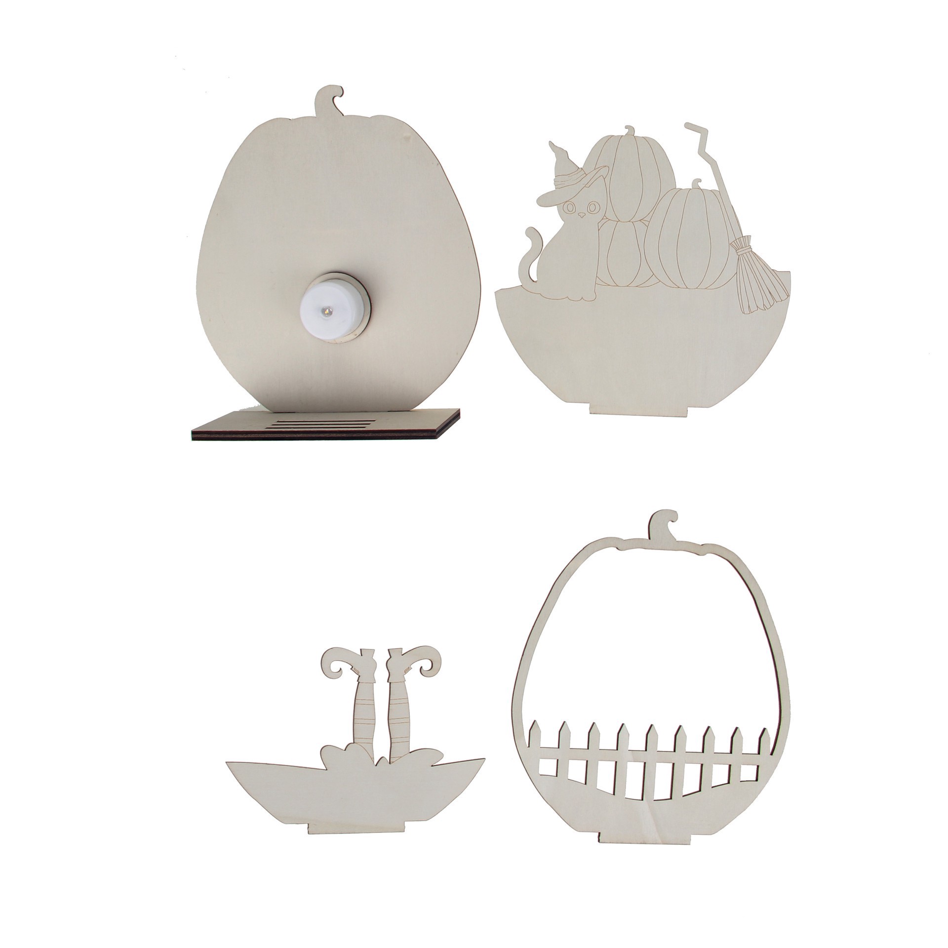 slide 2 of 4, 8.25" Layered Pumpkin Diy Led Plywood Decor By Make Market, 8.25 in