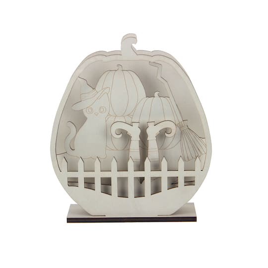 slide 1 of 4, 8.25" Layered Pumpkin Diy Led Plywood Decor By Make Market, 8.25 in