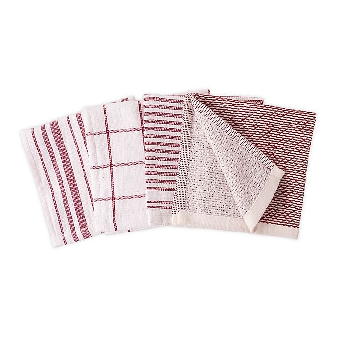 slide 1 of 8, Artisanal Kitchen Supply Dual Sided Dish Cloths - Red, 4 ct