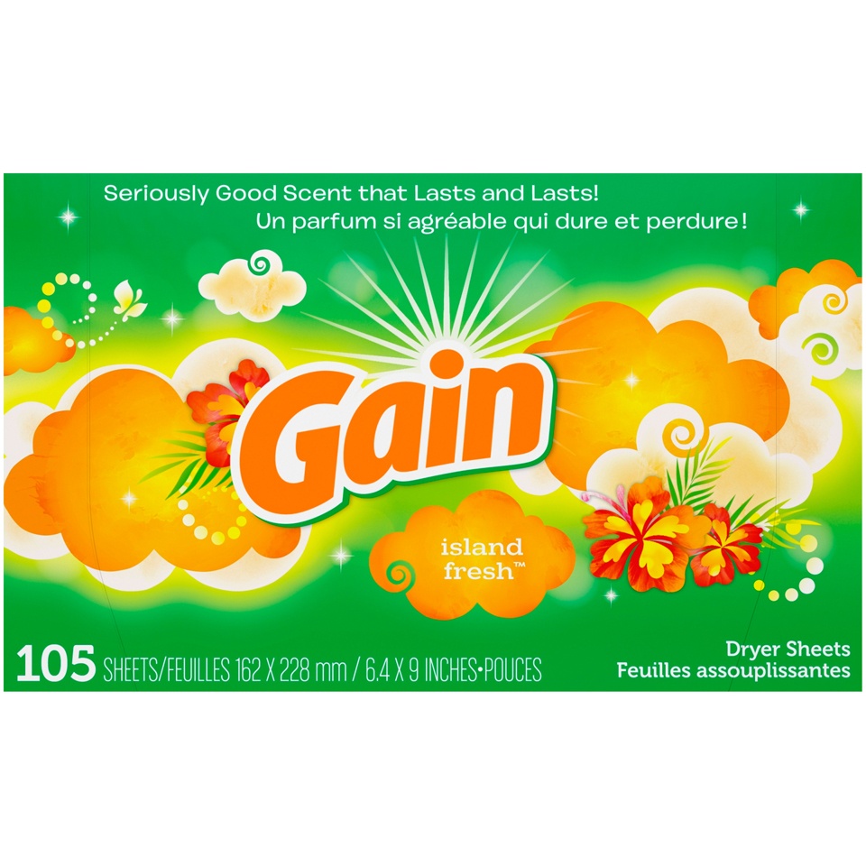 slide 1 of 2, Gain Island Fresh Dryer Sheets, 105 ct