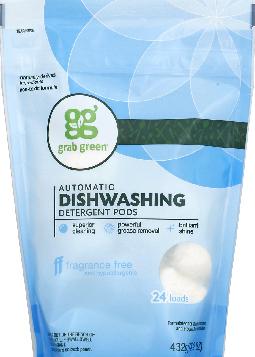 slide 3 of 3, Grab Green Automatic Dishwashing Detergent Pods Fragrance Free, 24 ct