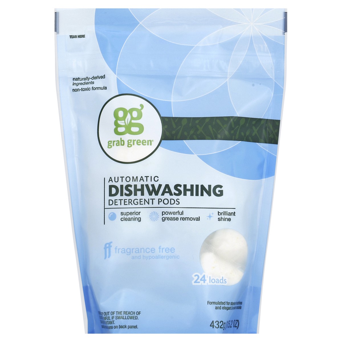 slide 2 of 3, Grab Green Automatic Dishwashing Detergent Pods Fragrance Free, 24 ct