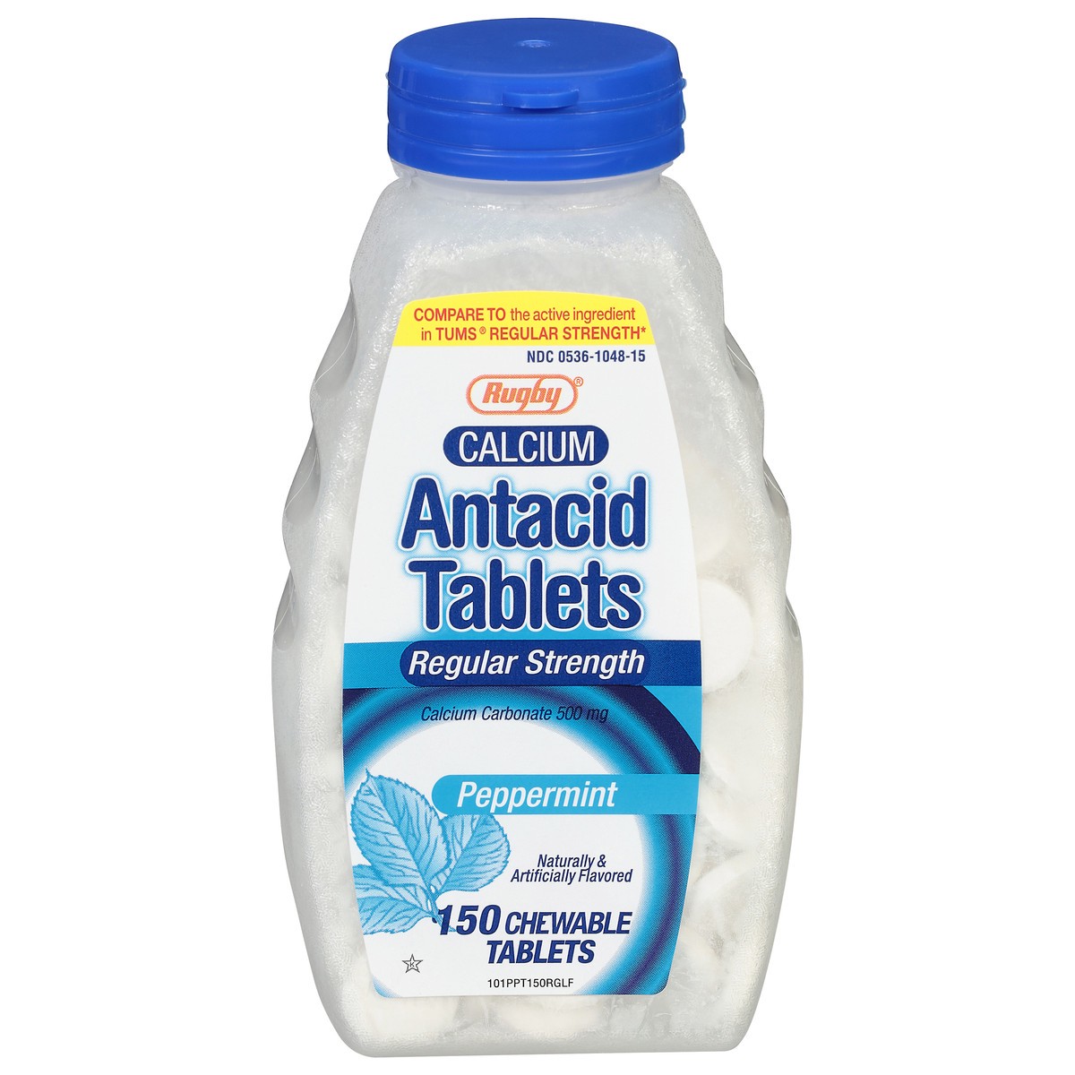 slide 3 of 4, Rugby 500 mg Regular Strength Calcium Peppermint Antacid 150 Tablets, 150 ct